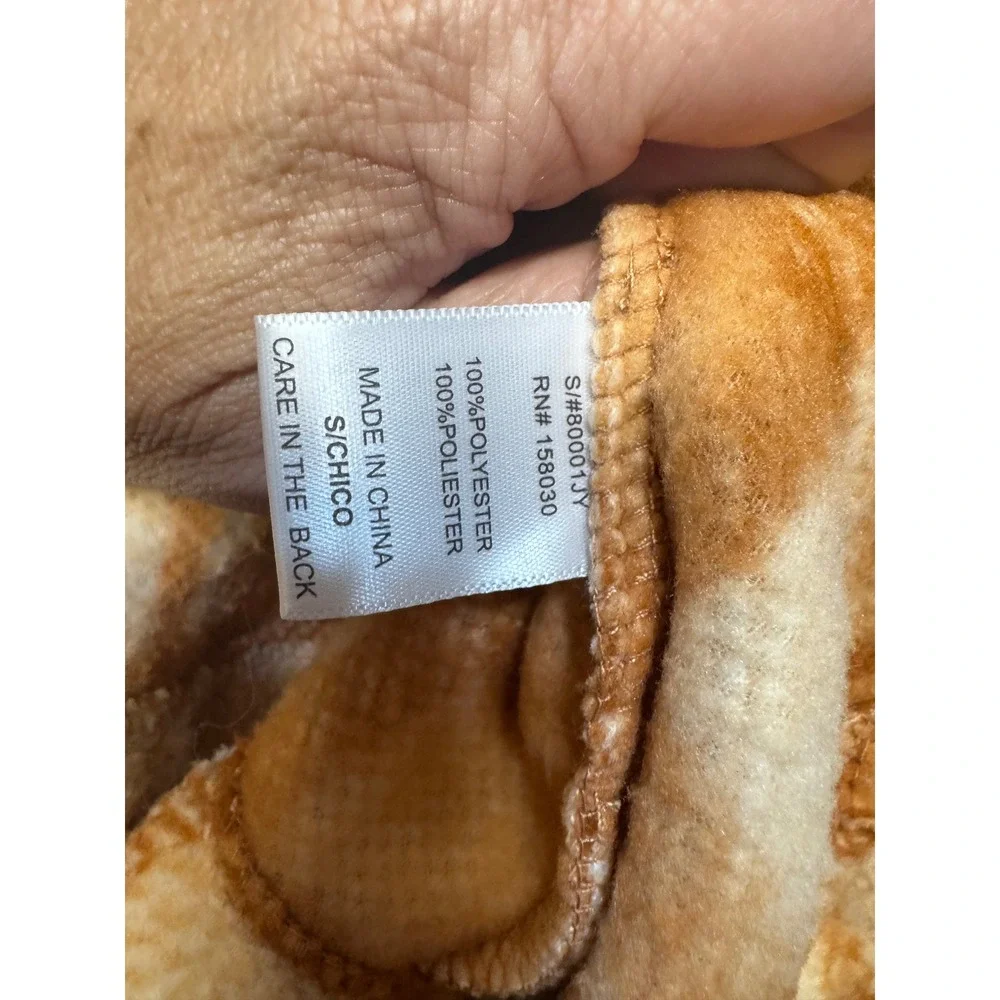 Love Tree Womens Plaid Faux Fur Shacket Orange White Button Front Jacket Small